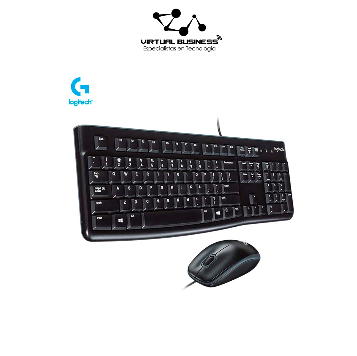 Juego de mouse y teclado para escritorio MK120 de Logitech, Negro talla  única