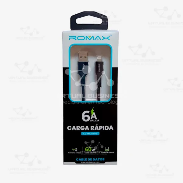 CABLE DE DATOS ROMAX TCD0578 1.2 METROS USB A USB-IOS 60W 6A
