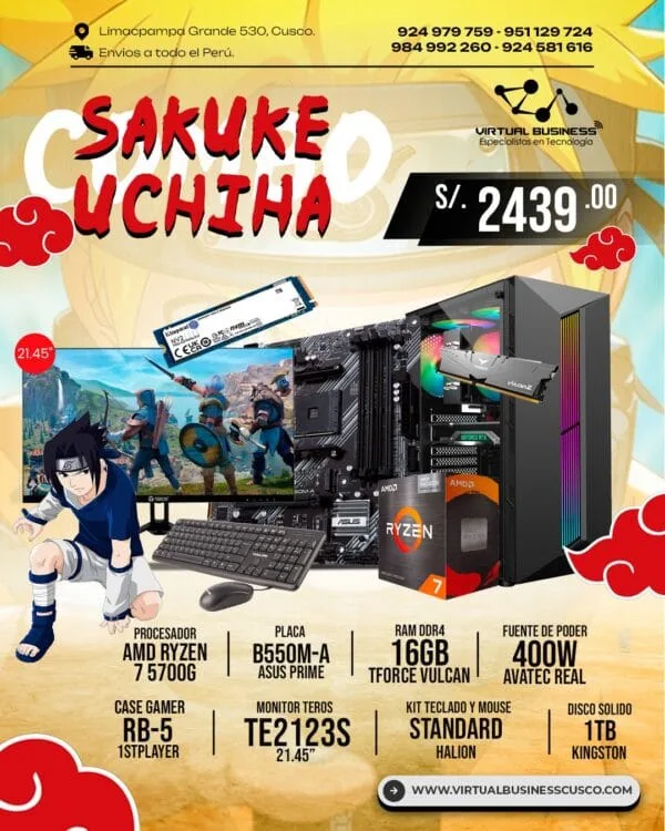 COMBO GAMER SASUKE UCHIHA 2 RYZEN 7 5700G