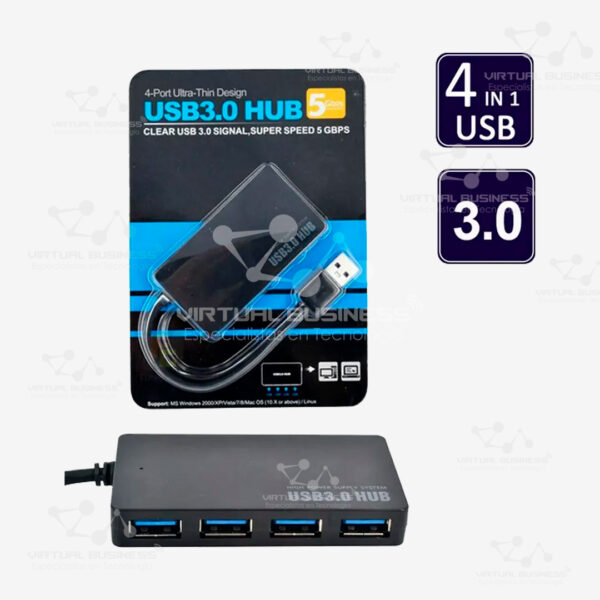 USB 3.0 HUB 5GBPS 4 PUERTOS ULTRA-THIN