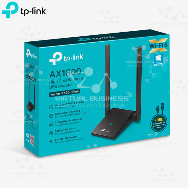 ADAPTADOR TP-LINK USB WI-FI 6 CON 2 ANTENAS AX1800