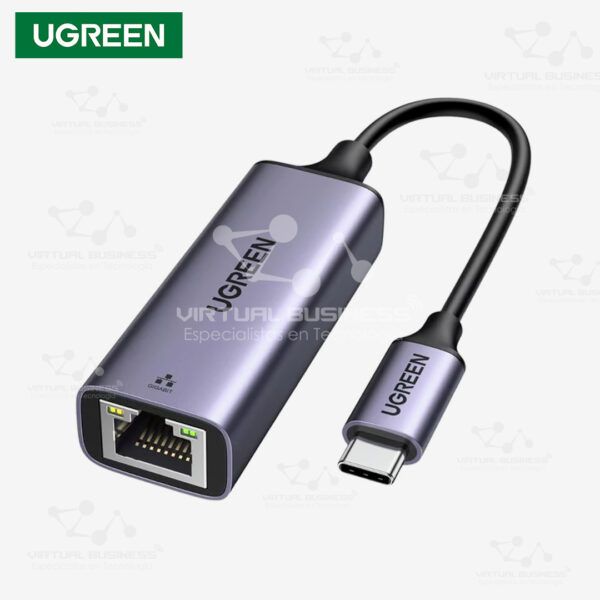 ADAPTADOR UGREEN USB TIPO C TO 10/100/1000 ETHERNET GRIS CM199