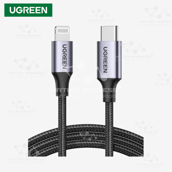 CABLE UGREEN USB-C A LIGHTNING 1M NEGRO US304