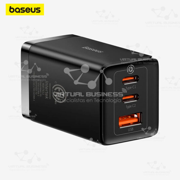 CARGADOR RÁPIDO BASEUS GAN5 PRO 2C+U 65W NEGRO