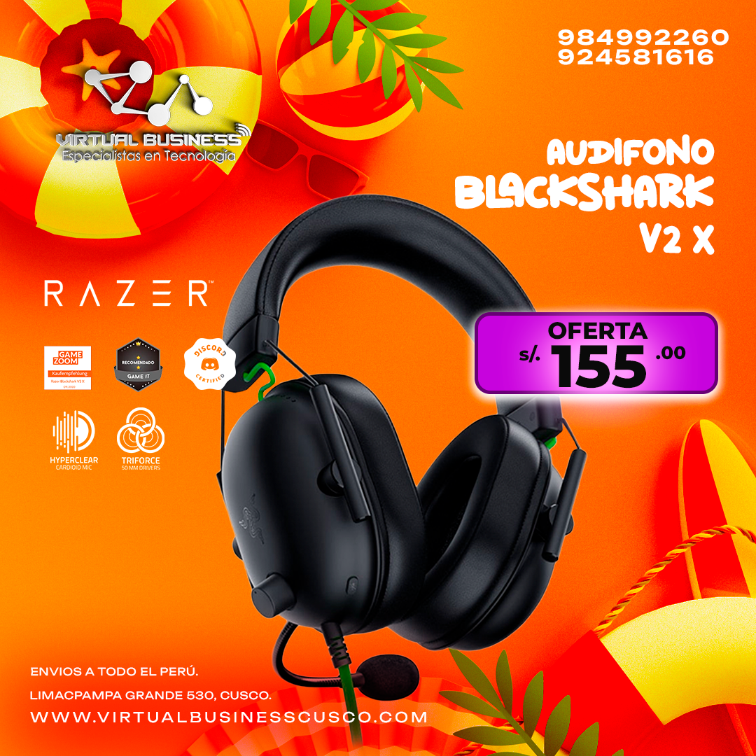 Combo Verano AUDIFONO BLACKSHARK V2 X NEGRO